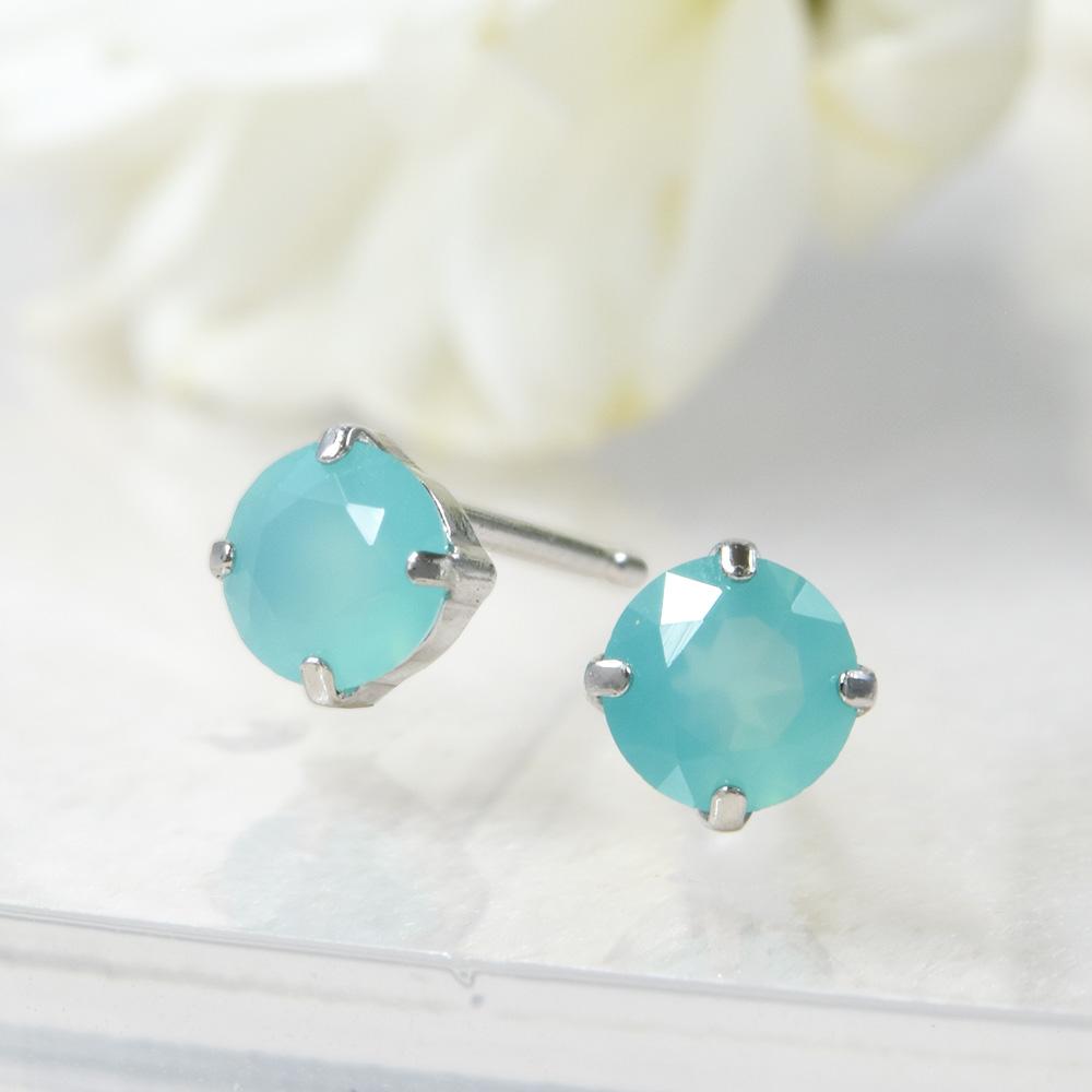 プラチナ900 シーブルーカルセドニ ピアス CK064CIBSN1枚目の画像