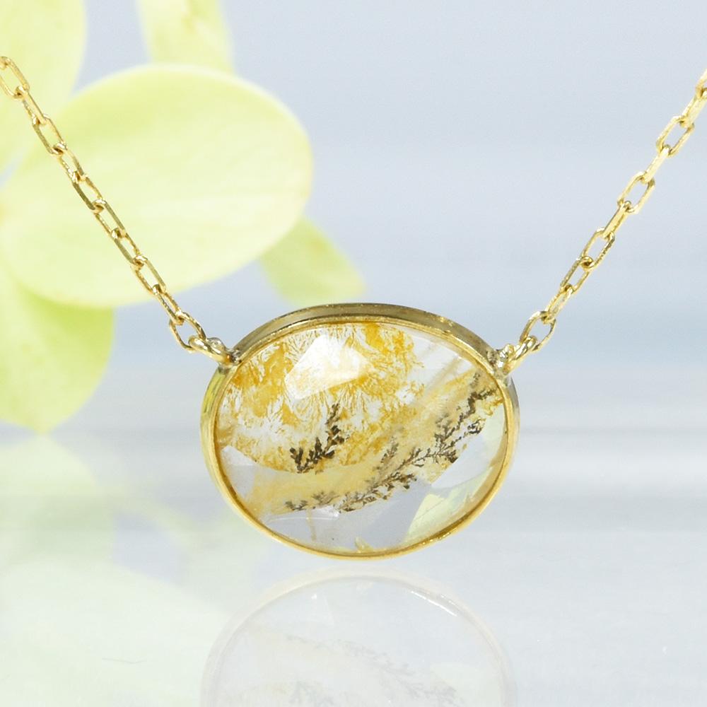 K18 デンドリティッククォーツ ペンダント ネックレス 1点もの CK089CIBSN1枚目の画像