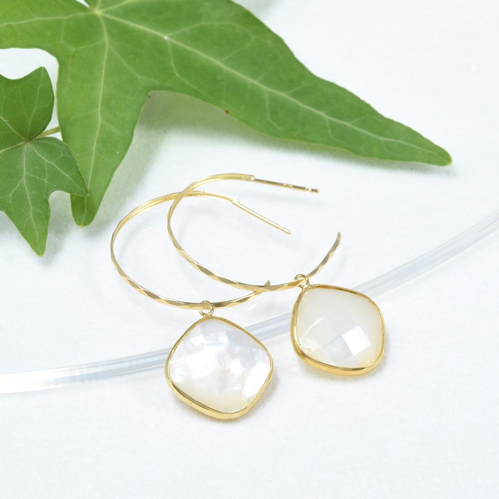 K18 白蝶貝 ピアスチャーム ダブルカット マザーオブパール CK036CIBSN1枚目の画像